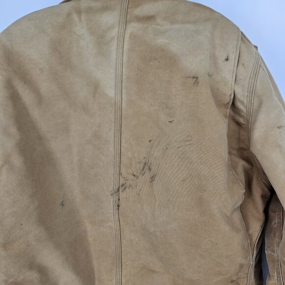 Carhartt Jacket Mens Large Brown Quilted Workwear Distressed Canvas Lined Zip - Picture 11 of 14